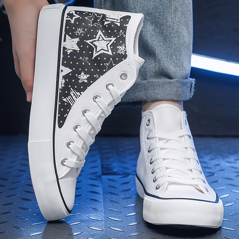 Unisex Black & White Canvas Sneakers - Casual Lace-Up Skate Shoes For All Seasons, Comfortable Rubber Sole details 9