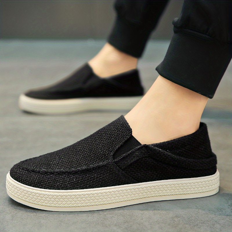 Mens Trendy Canvas Loafers Solid Casual Lightweight Slip On Shoes Flat Shoes For Mens Outdoor Footwear Men s Shoes Temu details 8