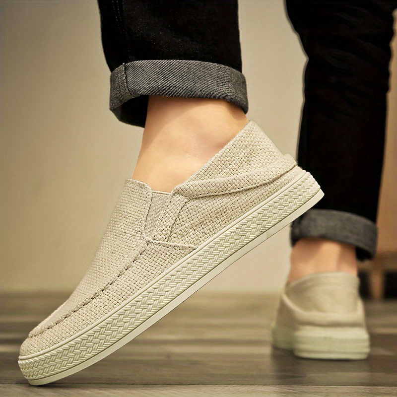 Mens Trendy Canvas Loafers Solid Casual Lightweight Slip On Shoes Flat Shoes For Mens Outdoor Footwear Men s Shoes Temu details 9