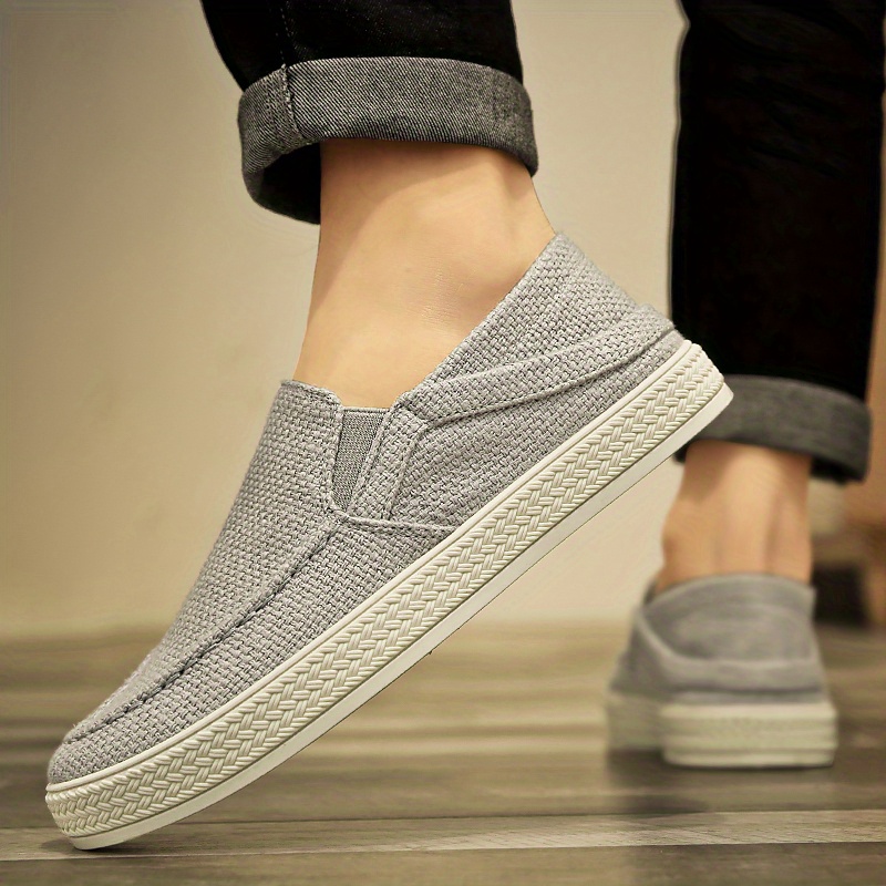 Mens Trendy Canvas Loafers Solid Casual Lightweight Slip On Shoes Flat Shoes For Mens Outdoor Footwear Men s Shoes Temu details 11