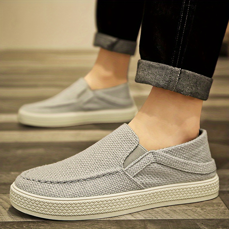 Mens Trendy Canvas Loafers Solid Casual Lightweight Slip On Shoes Flat Shoes For Mens Outdoor Footwear Men s Shoes Temu details 12