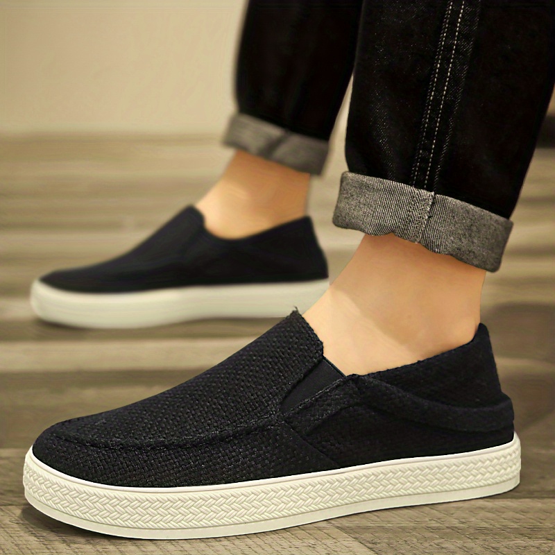 Mens Trendy Canvas Loafers Solid Casual Lightweight Slip On Shoes Flat Shoes For Mens Outdoor Footwear Men s Shoes Temu details 14