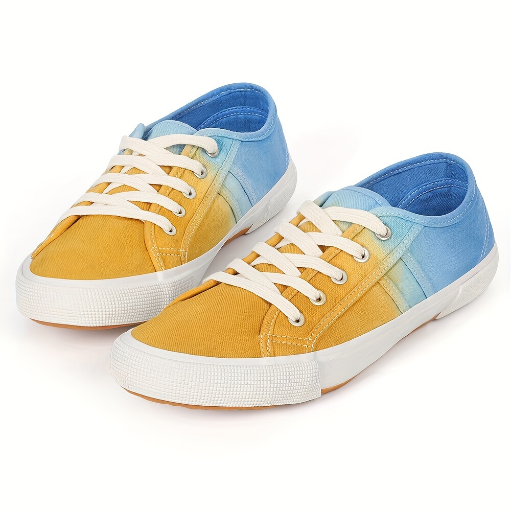 Mens Low Top Shoes Canvas Shoes Yellow Blue Gradient Color Slip On Shoes Canvas Breathable Platform Casual Sneakers Us 9 14 Men s Shoes Temu details 0